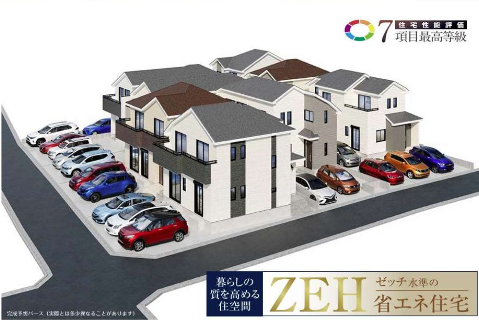 所沢市上新井　新築戸建　全8棟　E号棟の外観パース