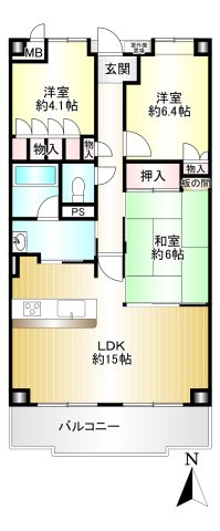 ローレルコート桜井南の間取り|3LDK　専有面積：67.03㎡