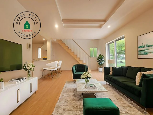 福岡市早良区重留7丁目第1-6棟（3号棟）の居間・リビング|明るく開放的なリビングダイニングは豊かな陽光が注ぎ込み、やすらぎの空間を演出してくれます。ご家族で楽しいひとときをお過ごし下さい。※家具はCGを合成したものです。