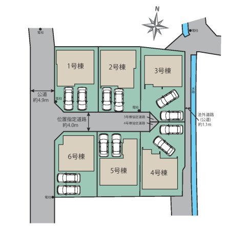 福岡市早良区重留7丁目第1-6棟（3号棟）の区画図|配置図（3号棟）