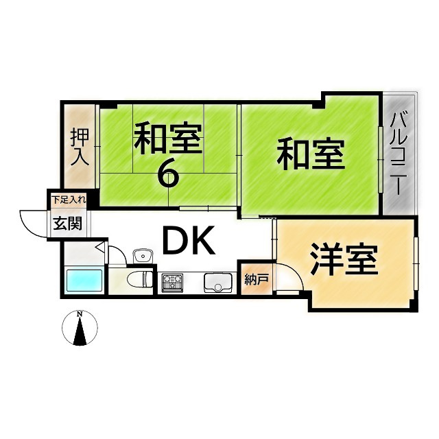 京都一乗寺コーポラスの間取り