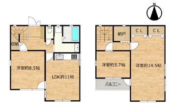 明石市北朝霧丘二丁目戸建の間取り