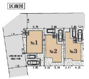 平塚市徳延　新築戸建　全3棟2号棟の区画図