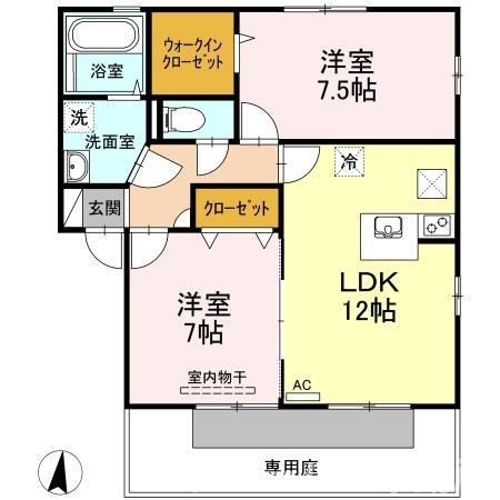 プロヴァンス土器東 B棟の間取り