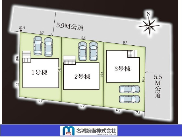 グラファーレ碧南市大浜上町　全3棟　新築住宅の区画図