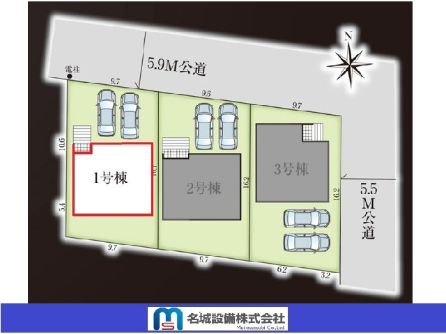 グラファーレ碧南市大浜上町　全3棟　新築住宅の区画図