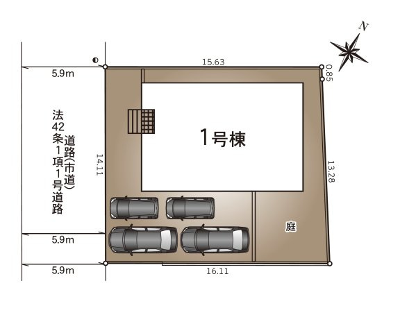 合志市豊岡第8-1棟（1号棟）の区画図|配置図（1号棟）