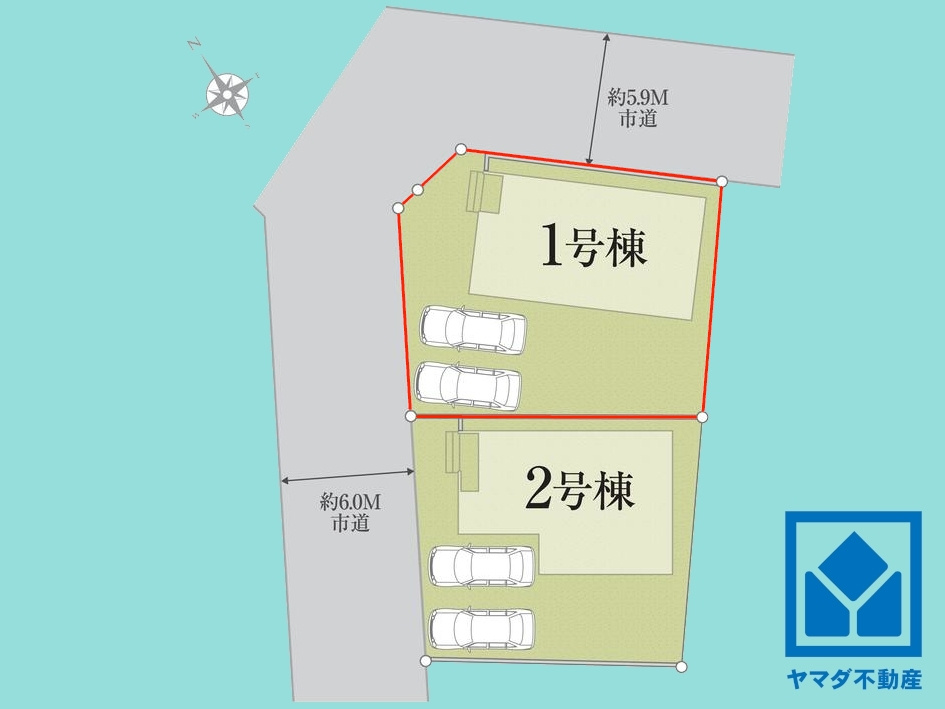 栗東市小平井１丁目　第1期　1号棟の区画図