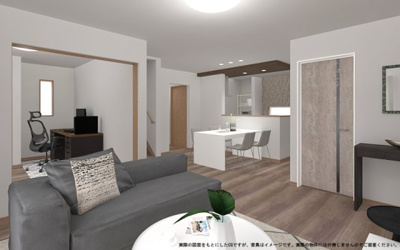 【完成予想図】 | 【LDK　イメージパース】
※画像は設計図面を基に作成したイメージです。