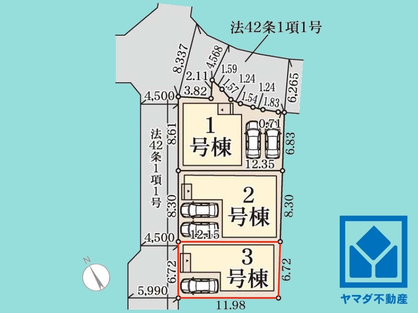 栗東市小柿１０丁目　3号棟の区画図