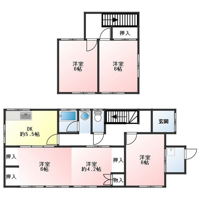 岐阜市江崎南の一戸建ての間取り