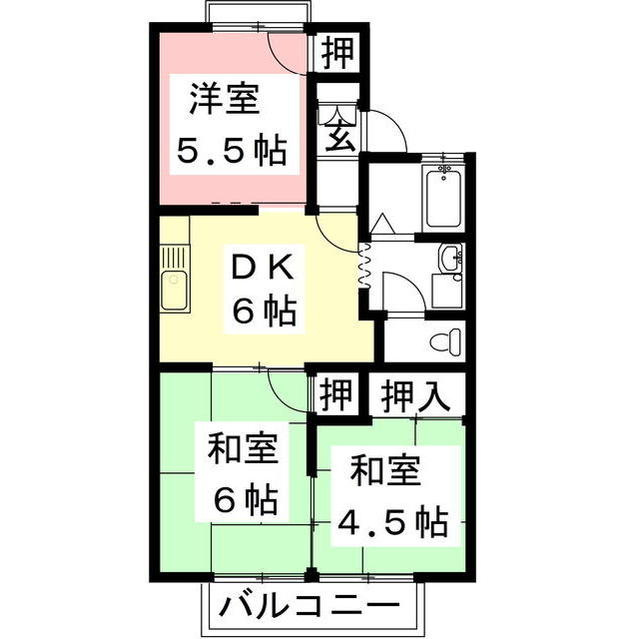 岐阜市白菊町３丁目のアパートの間取り