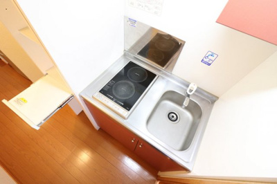 【キッチン】 | レオパレスヴィラ南田附Ⅱ | ２口コンロ付きラジエントヒータ※キッチン棚が多く収納に便利