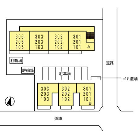 E.I.レジデンス　Bの区画図