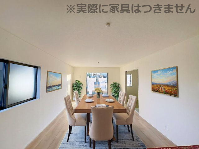 新築戸建・建売　郡山市大槻町字三角田　CRADLE GARDEN　全5棟の居間・リビング|※家具を配置した場合のイメージ図になります！実際に家具はつきません。