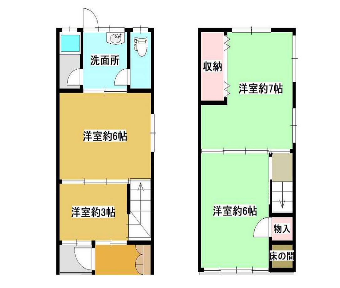 「平岡駅」徒歩5分　収益テラスハウスの間取り