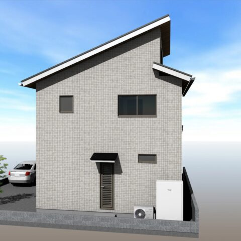 福井東町　建築条件付き　北棟　売土地（全2区画）の外観パース|北棟　建物プラン例　建物面積　90.26㎡