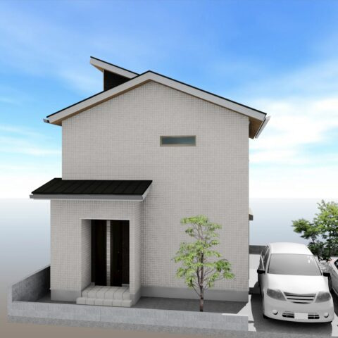 福井東町　建築条件付き　北棟　売土地（全2区画）の外観パース|北棟　建物プラン例　建物面積　90.26㎡