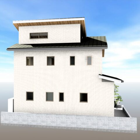 福井東町　建築条件付き　北棟　売土地（全2区画）の外観パース|北棟　建物プラン例　　建物面積　90.26㎡