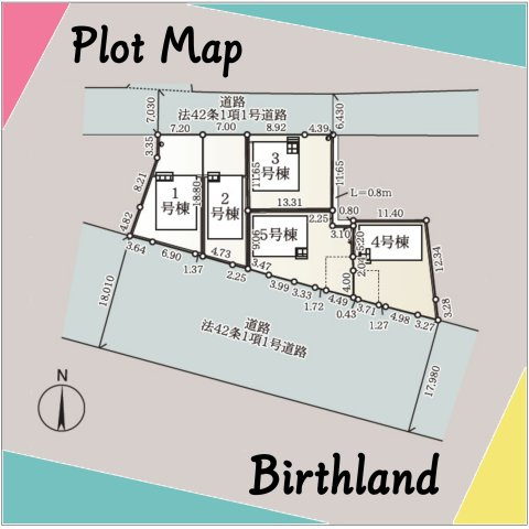 新築戸建・建売　郡山市大槻町字三角田　CRADLE GARDEN　全5棟の区画図|＜5号棟＞カースペース4台(車種による)　※給排水用地、持分1/2有り