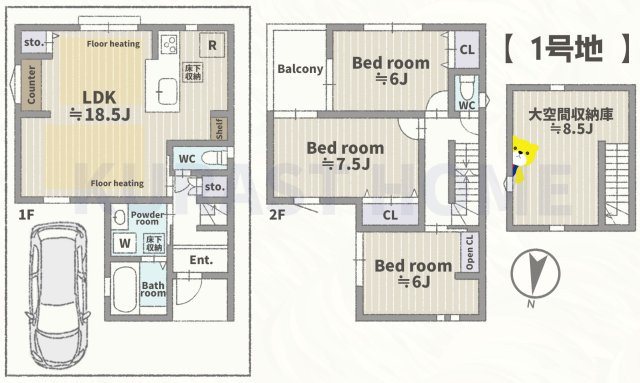 京都市西京区上桂御正町　新築戸建の間取り
