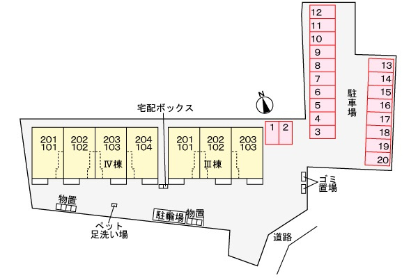 オフショアⅢの区画図|駐車場