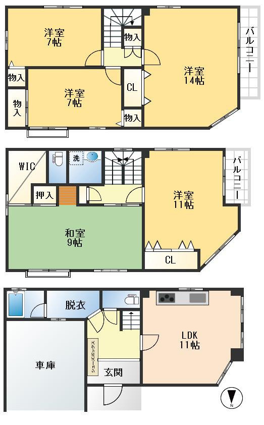 吹田市吹東町　中古戸建の間取り