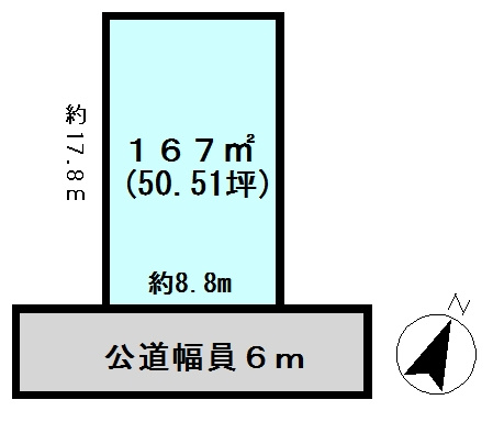 小坂町土地の土地図|土地面積167平米（約50.51坪）