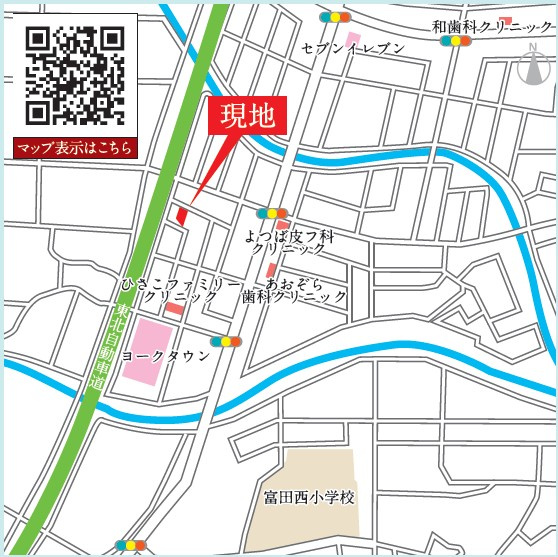 新築戸建・建売　郡山市富田西三丁目　GRAFARE　全３棟の地図