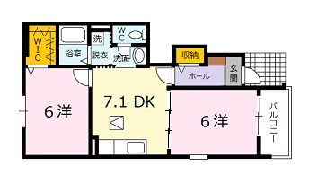 安芸高田市甲田町高田原のアパートの間取り