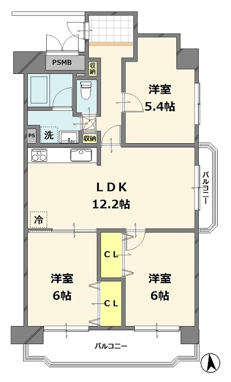 メゾンドール瓢箪山の間取り
