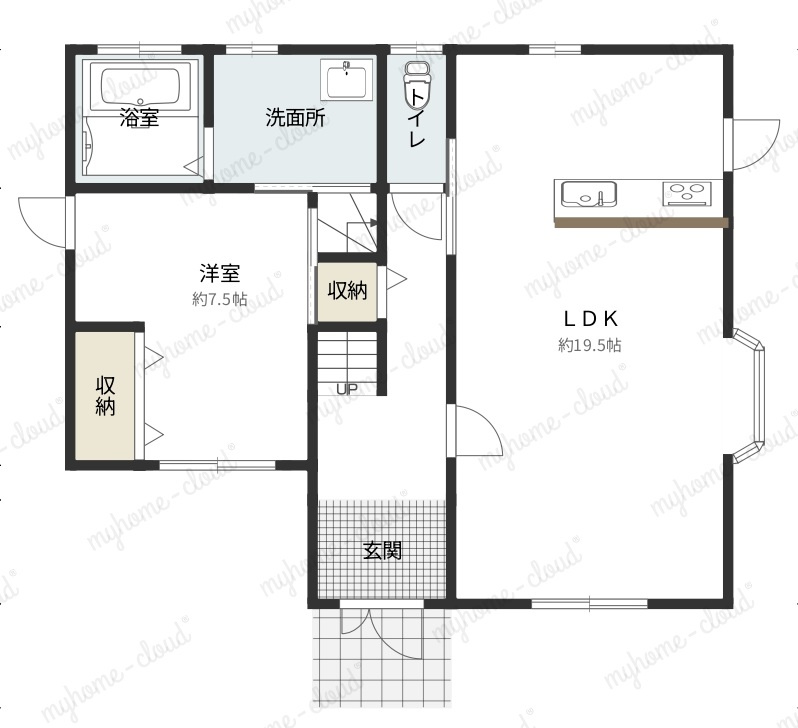 岡山市南区郡　中古戸建の間取り|１階間取り図
