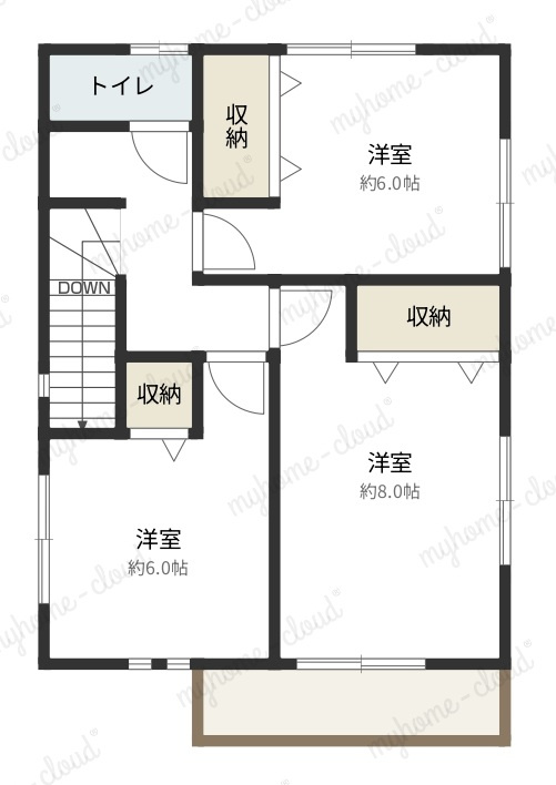 岡山市南区郡　中古戸建の間取り|２階間取り図