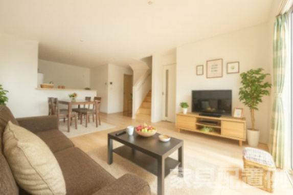 新築戸建・建売　福島市松川町木曽内裡　CRADLE GARDEN　全4棟の居間・リビング|※家具を配置した場合のイメージ図になります！実際に家具はつきません。