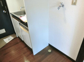流し台横の室内洗濯機置場