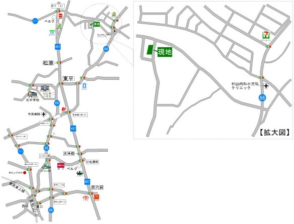 東松山市大字東平の売地の地図