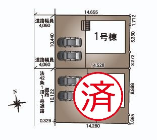 筑西市下川島第2　新築戸建　1号棟の区画図