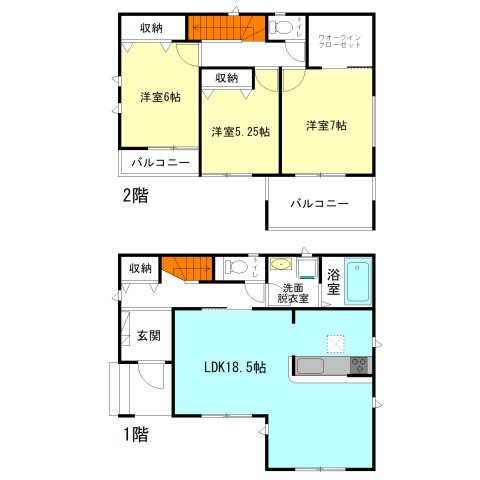 【間取り】 | ハートフルタウン前橋市三河町1丁目22ー① | コンパクトな3LDK間取り！全居室南向き＋モダンな洋室仕様！