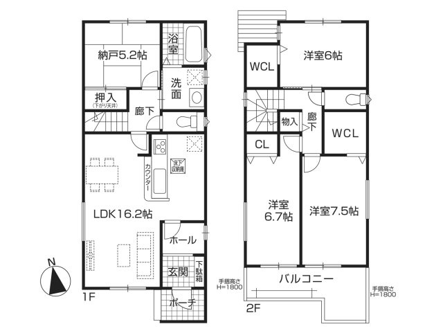春日井市東野町西第1(全4棟)の間取り