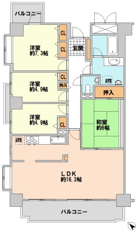 【間取り】 | ライオンズガーデン花崎A棟 | 現況と異なる場合は現況優先とさせていただきます