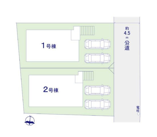 筑紫野市二日市北6丁目第1-2棟（1号棟）　の区画図|配置図（1号棟）