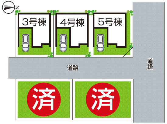東大阪市大蓮北　新築一戸建ての区画図|全５区画