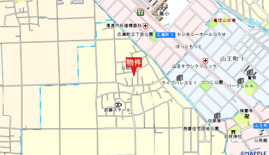【中古】前橋市西善町　３LDK＋Sの地図