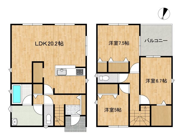 八戸市城下第4ｰ2号棟の区画図