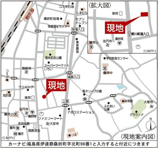 新築戸建・建売　伊達郡桑折町字北町　CRADLE GARDEN　全3棟の地図