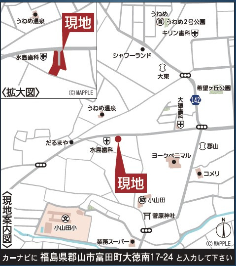 新築戸建・建売　郡山市富田町第19　CRADLE GARDEN　全8棟の地図