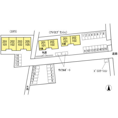 アトリエ ブランシェ A・Bの区画図