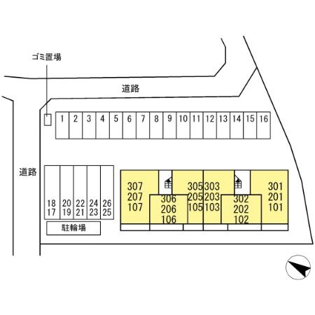 熊本市南区御幸西１丁目のアパートの区画図