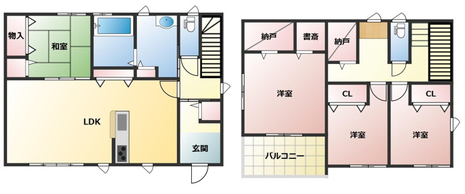 【間取り】 | 笠間市鯉淵　積水ハイム施工　オール電化中古戸建