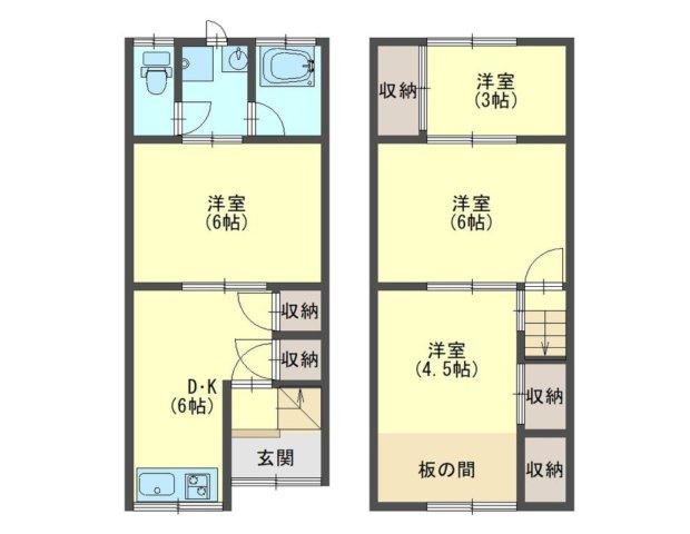 堺市北区東雲東町4丁　浅香駅徒歩約6分　収益中古テラスハウスの間取り